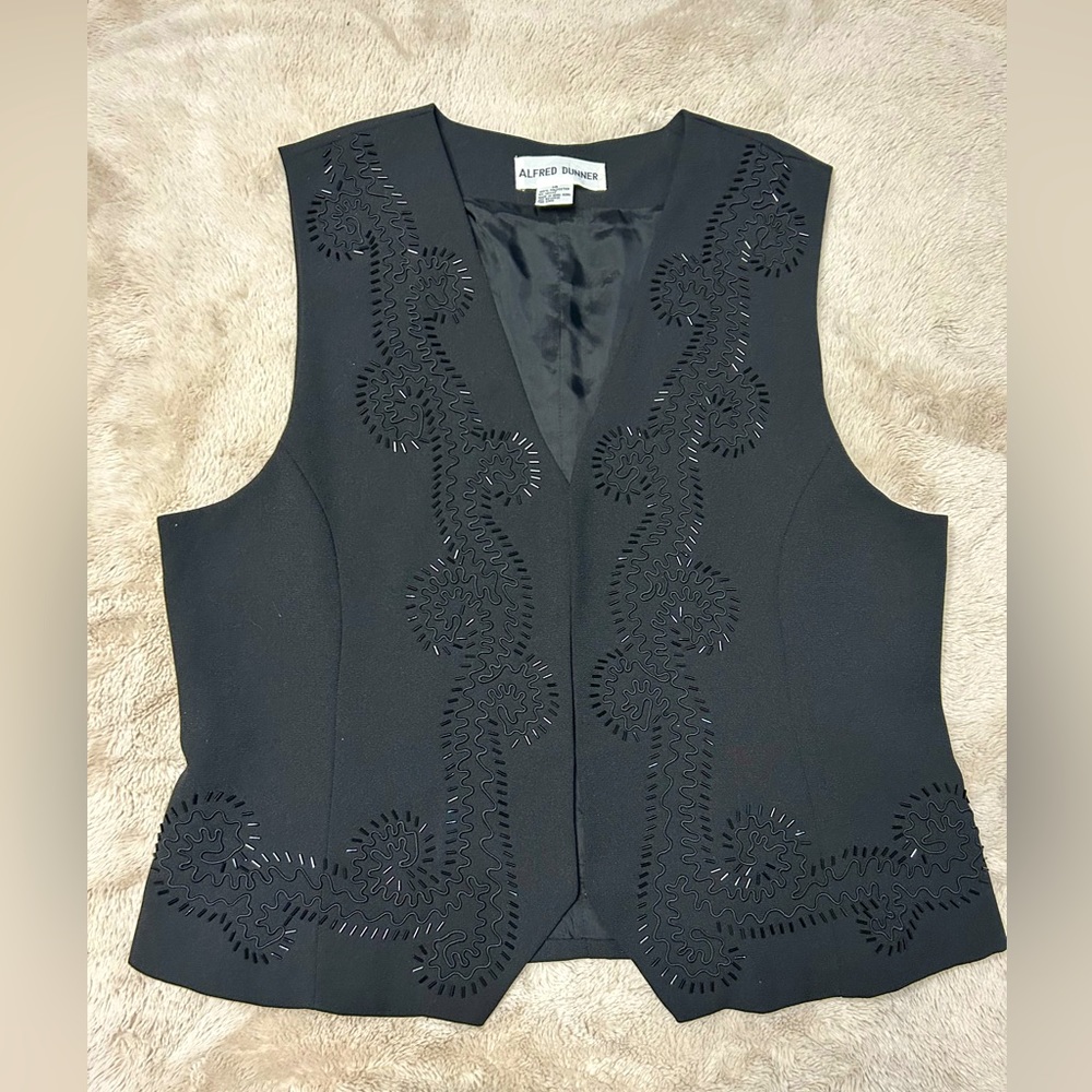 vintage black embellished vest with 3 clasp closures